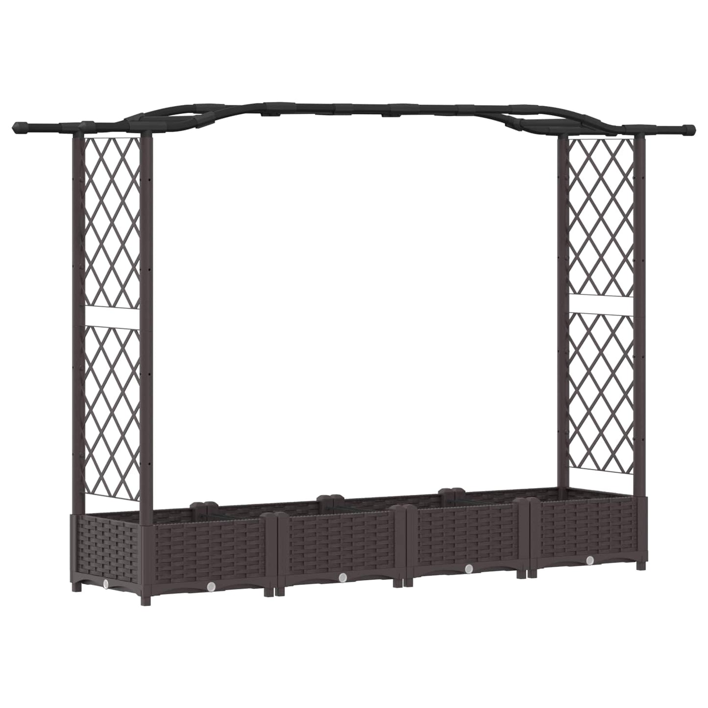 Verhoogd Bed met Trellis en Dak Bruin 207 x 40 x 126 cm PP