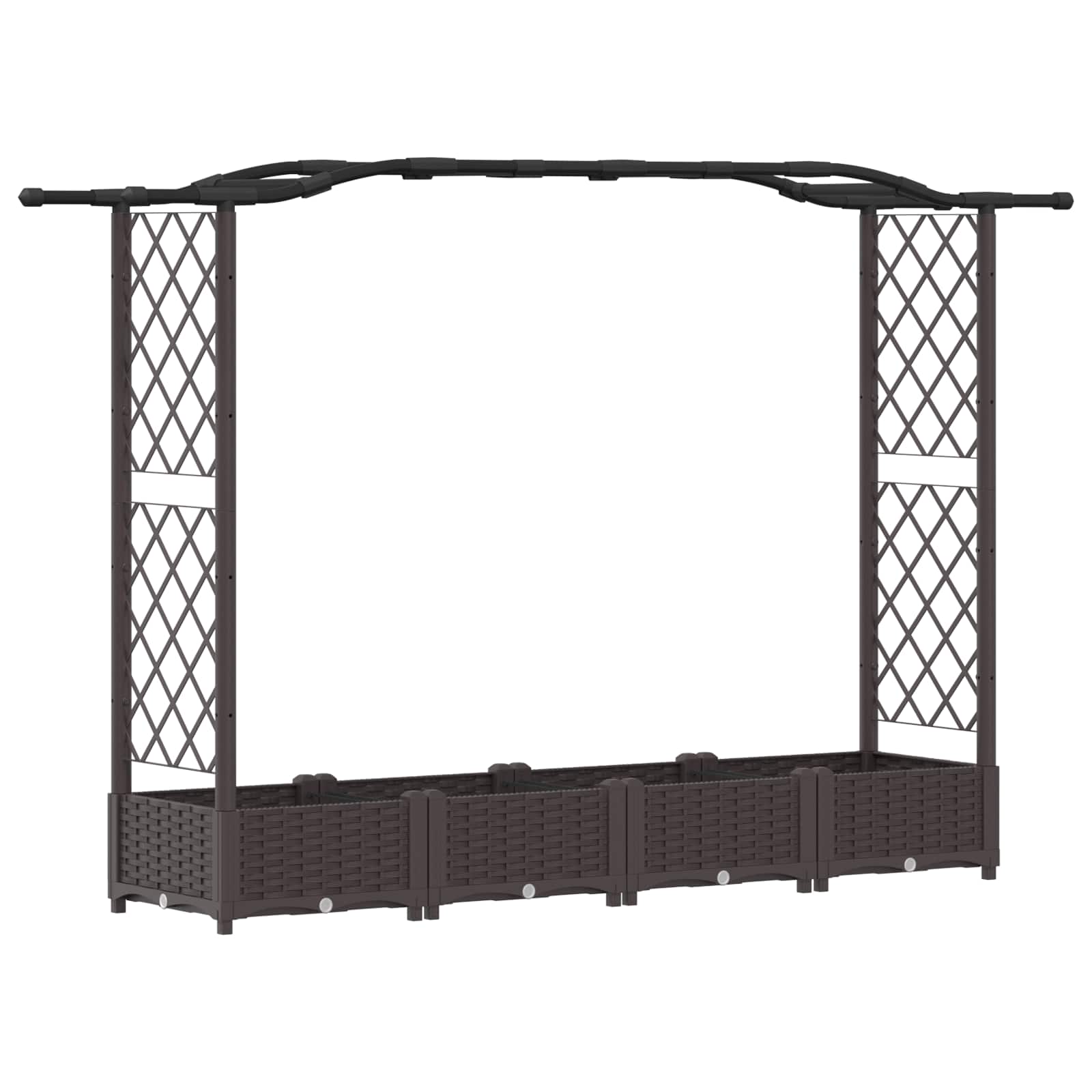 Verhoogd Bed met Trellis en Dak Bruin 207 x 40 x 126 cm PP