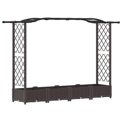Verhoogd Bed met Trellis en Dak Bruin 207 x 40 x 126 cm PP
