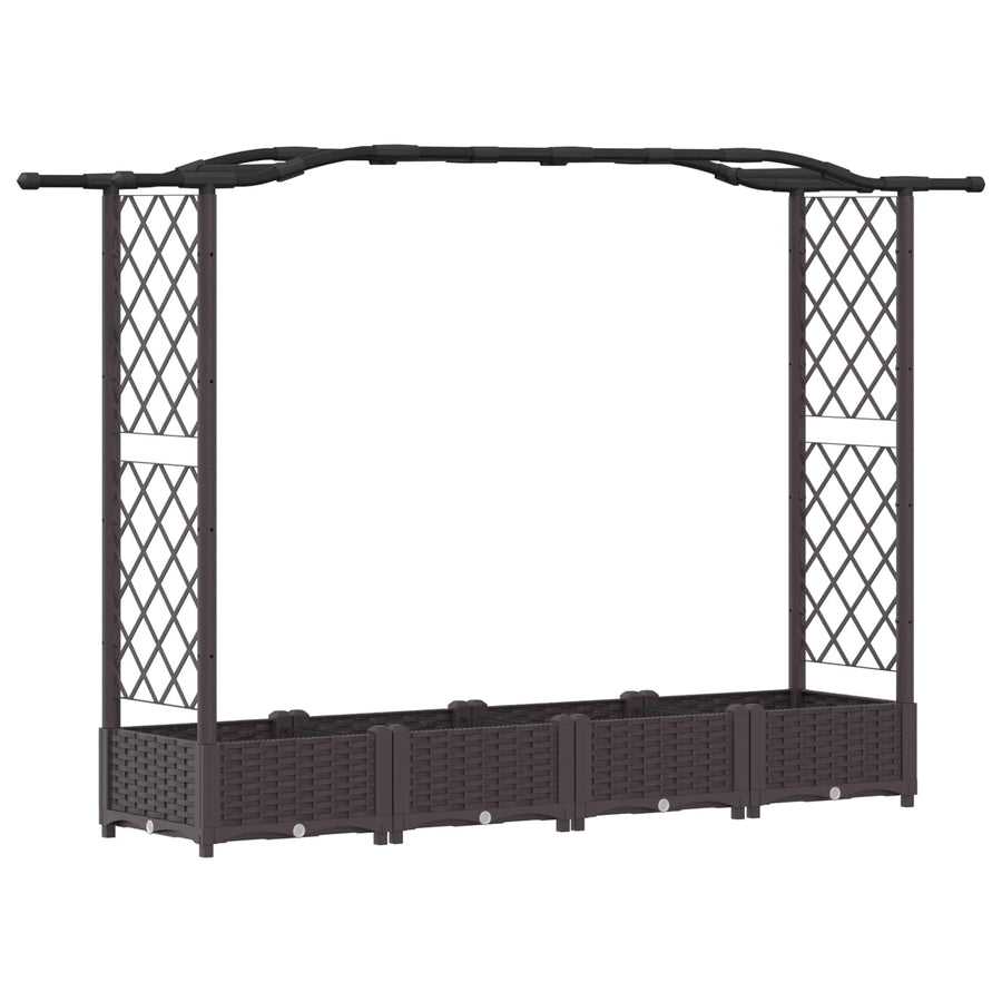 Verhoogd Bed met Trellis en Dak Bruin 207 x 40 x 126 cm PP
