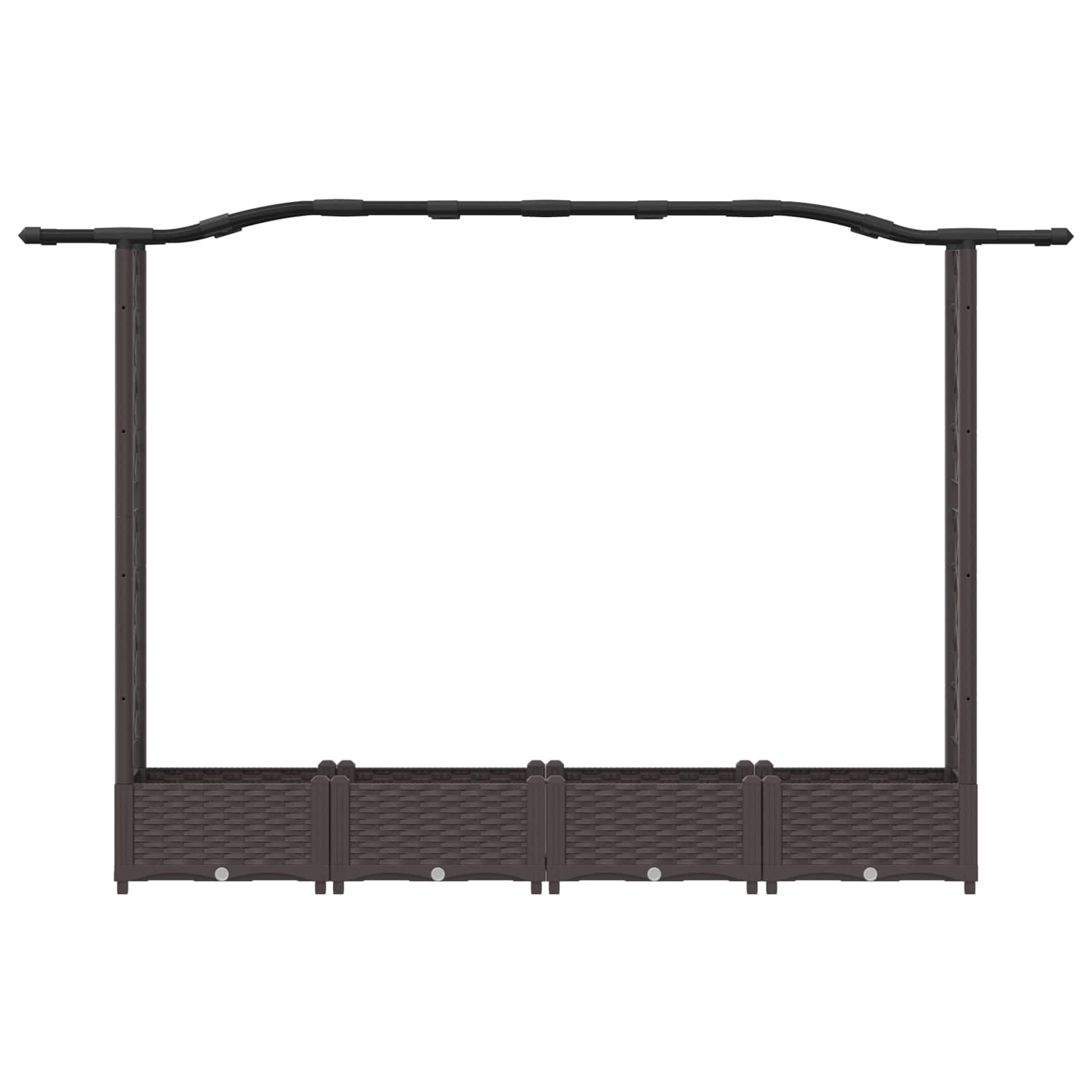 Verhoogd Bed met Trellis en Dak Bruin 207 x 40 x 126 cm PP