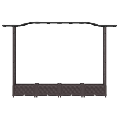Verhoogd Bed met Trellis en Dak Bruin 207 x 40 x 126 cm PP
