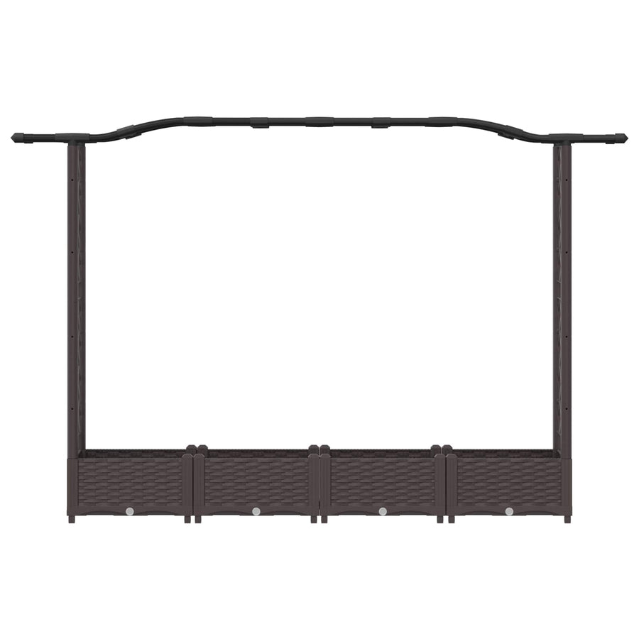Verhoogd Bed met Trellis en Dak Bruin 207 x 40 x 126 cm PP