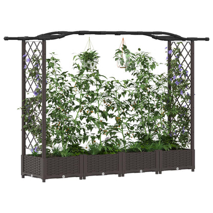 Verhoogd Bed met Trellis en Dak Bruin 207 x 40 x 126 cm PP