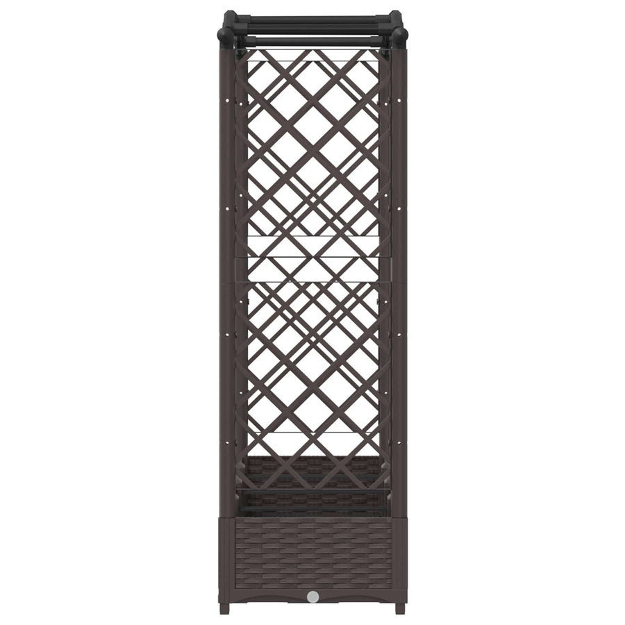 Verhoogd Bed met Trellis en Dak Bruin 207 x 40 x 126 cm PP