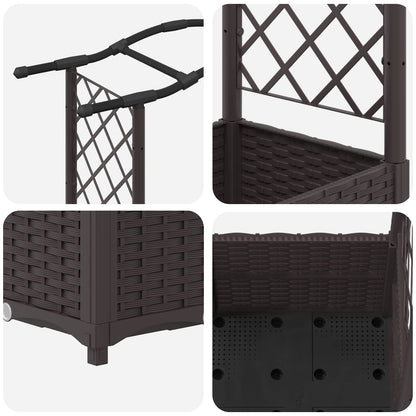 Verhoogd Bed met Trellis en Dak Bruin 125 x 40 x 138 cm PP