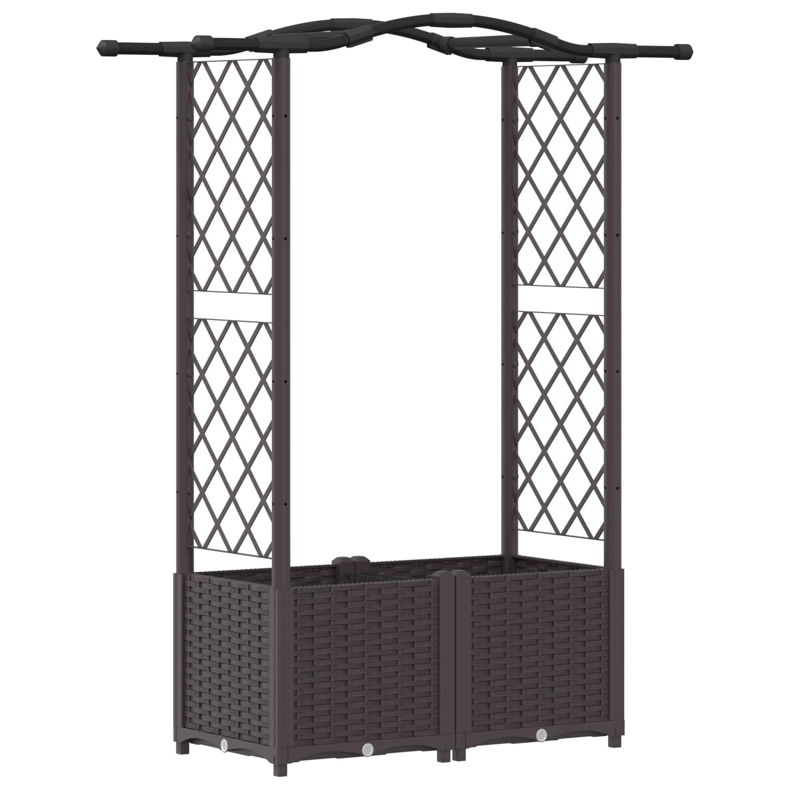 Verhoogd Bed met Trellis en Dak Bruin 125 x 40 x 138 cm PP