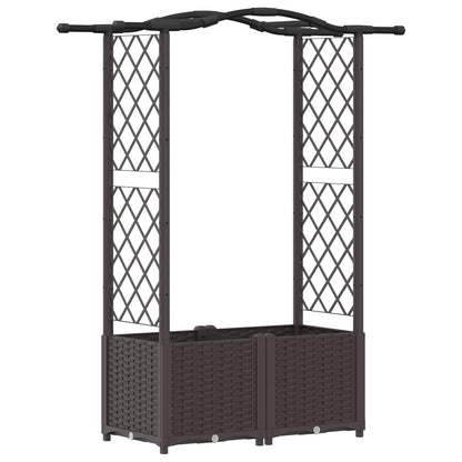 Verhoogd Bed met Trellis en Dak Bruin 125 x 40 x 138 cm PP