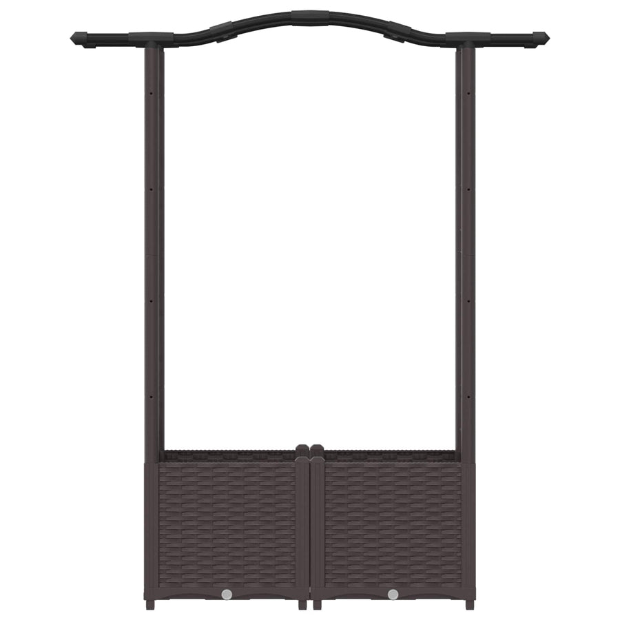 Verhoogd Bed met Trellis en Dak Bruin 125 x 40 x 138 cm PP