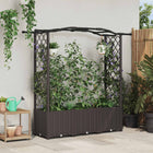 Verhoogd tuinbed met trellis en dak 164x40x142 cm bruin PP