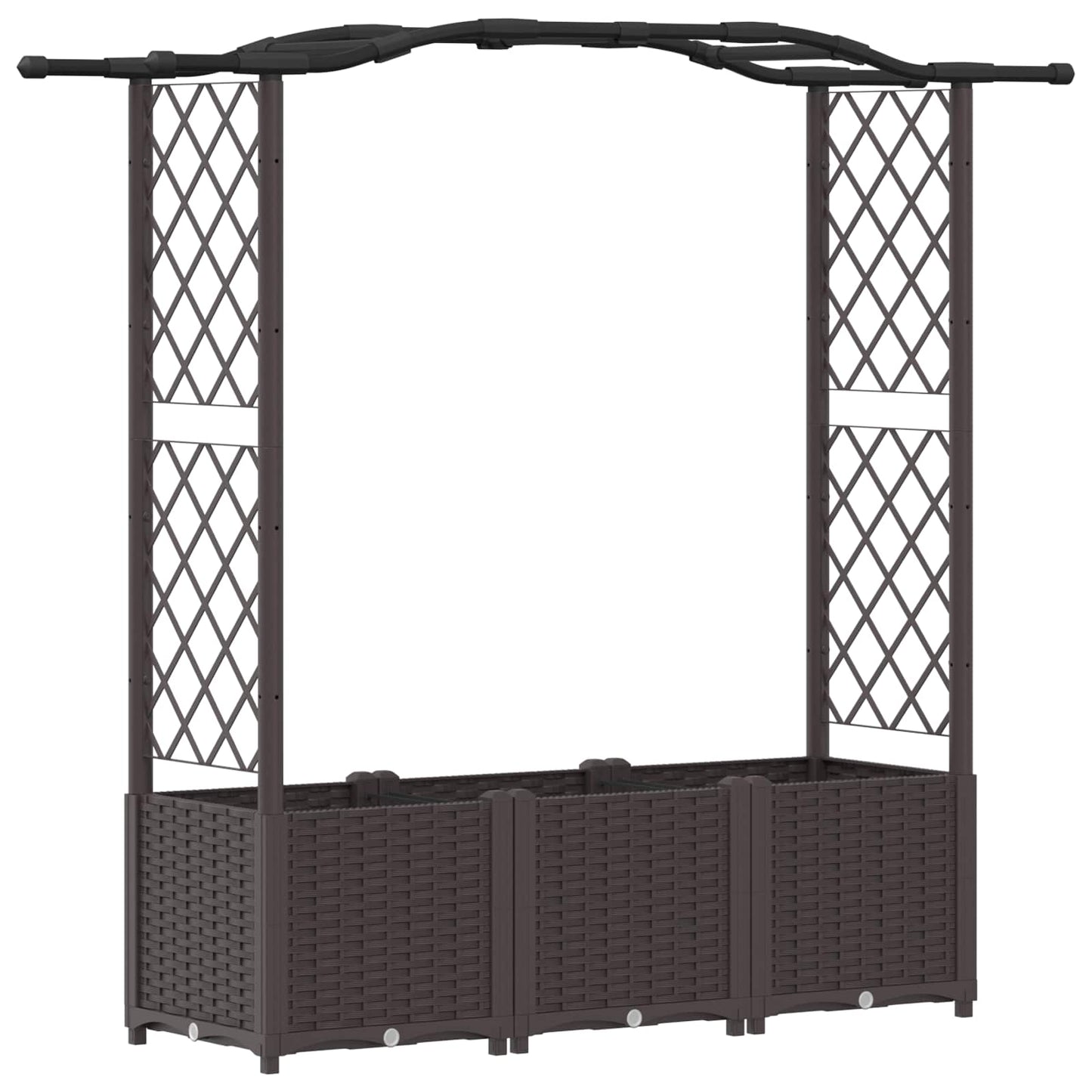 Verhoogd Bed met Trellis en Dak Bruin 164 x 40 x 142 cm PP