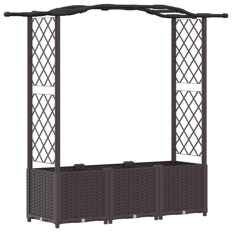 Verhoogd Bed met Trellis en Dak Bruin 164 x 40 x 142 cm PP
