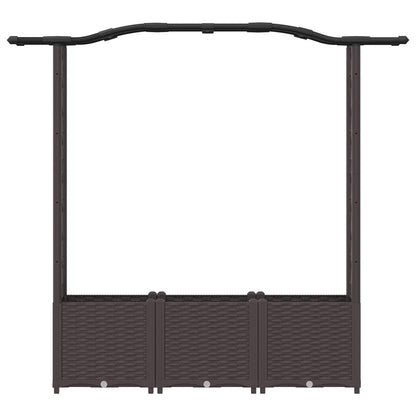 Verhoogd Bed met Trellis en Dak Bruin 164 x 40 x 142 cm PP