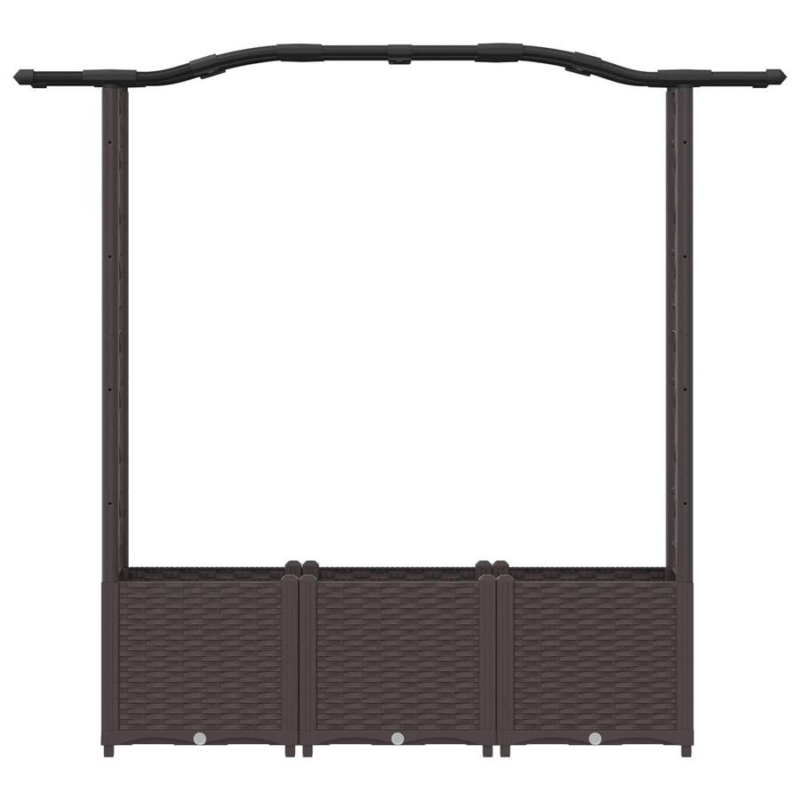 Verhoogd Bed met Trellis en Dak Bruin 164 x 40 x 142 cm PP