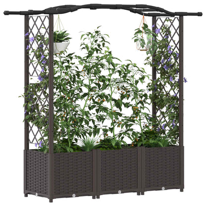 Verhoogd Bed met Trellis en Dak Bruin 164 x 40 x 142 cm PP