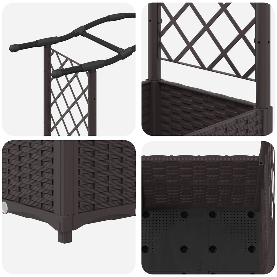 Verhoogd Bed met Trellis en Dak Bruin 204 x 40 x 141 cm PP
