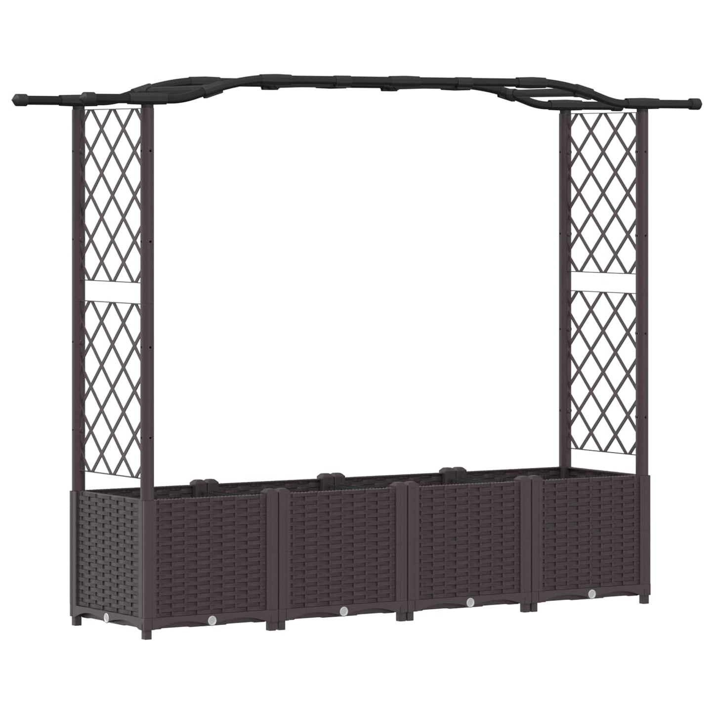 Verhoogd Bed met Trellis en Dak Bruin 204 x 40 x 141 cm PP
