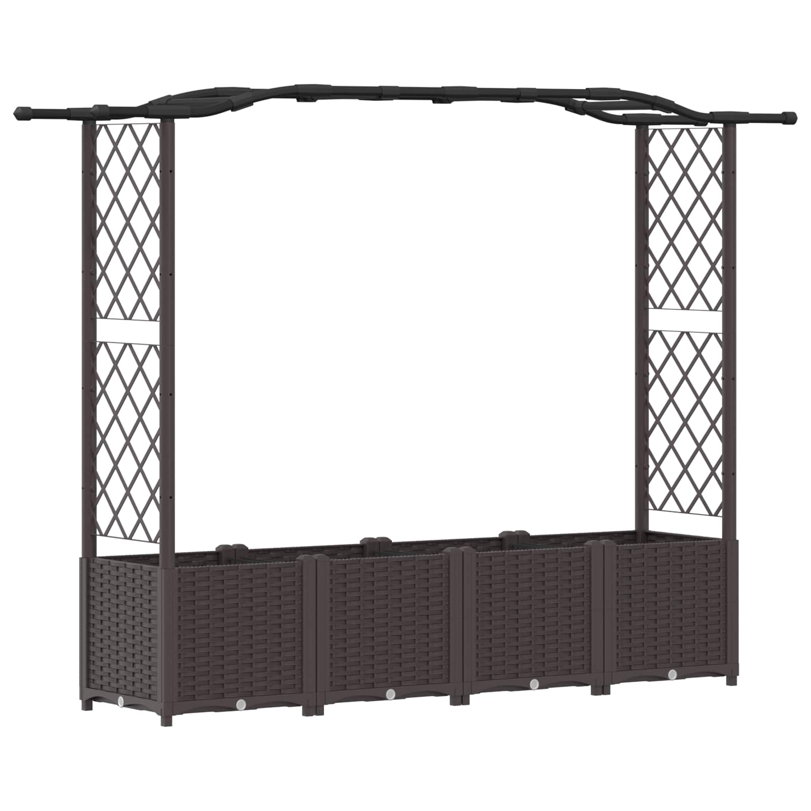 Verhoogd Bed met Trellis en Dak Bruin 204 x 40 x 141 cm PP