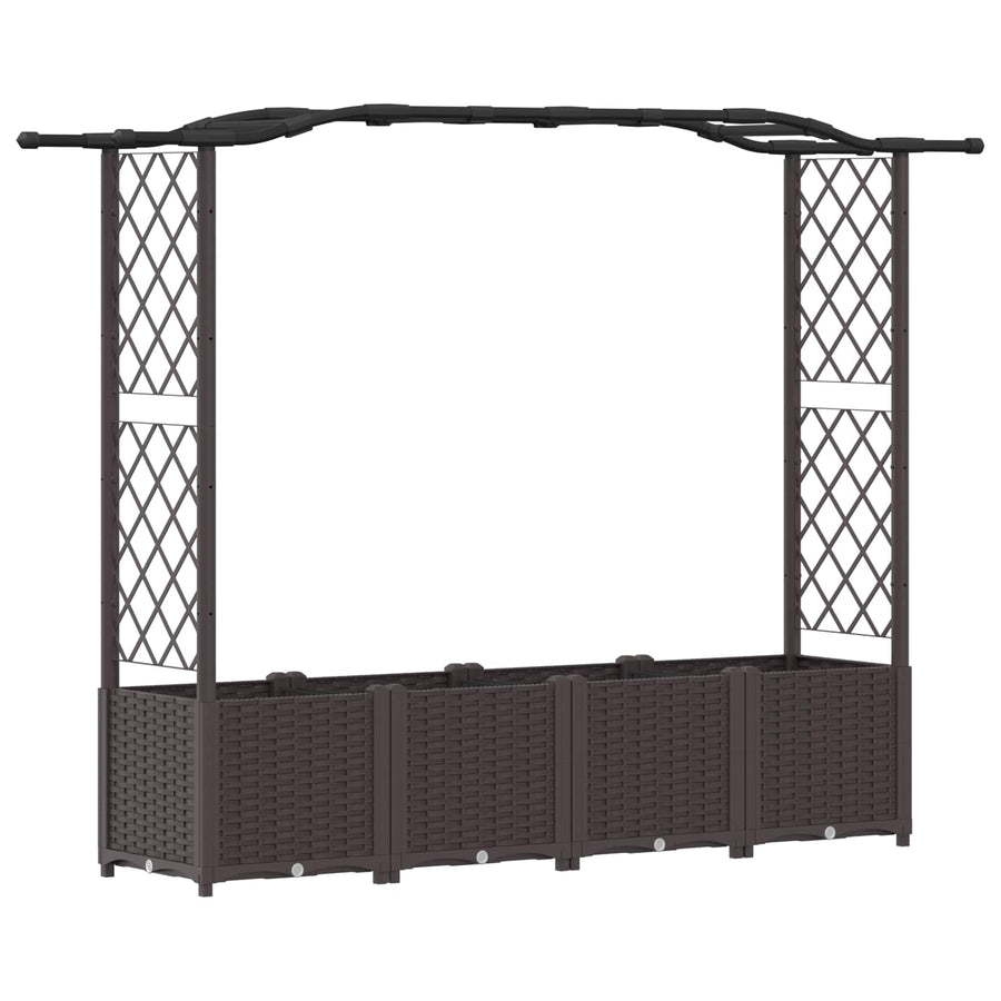 Verhoogd Bed met Trellis en Dak Bruin 204 x 40 x 141 cm PP