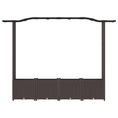 Verhoogd Bed met Trellis en Dak Bruin 204 x 40 x 141 cm PP