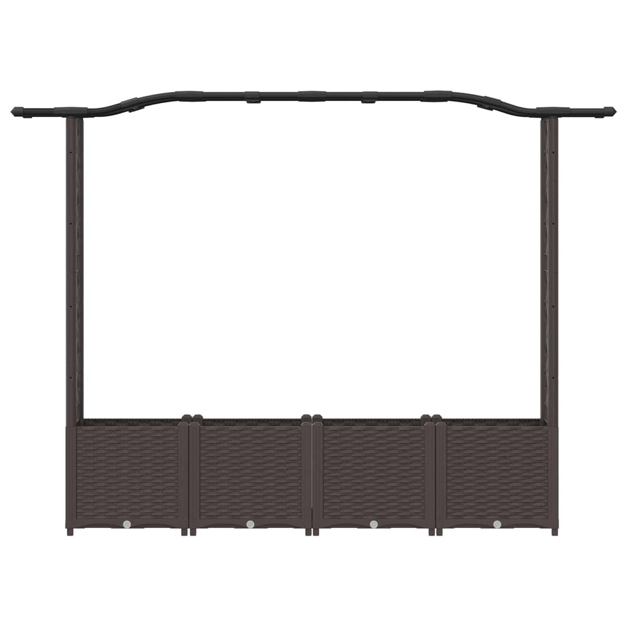 Verhoogd Bed met Trellis en Dak Bruin 204 x 40 x 141 cm PP