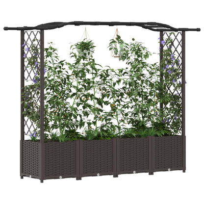 Verhoogd Bed met Trellis en Dak Bruin 204 x 40 x 141 cm PP