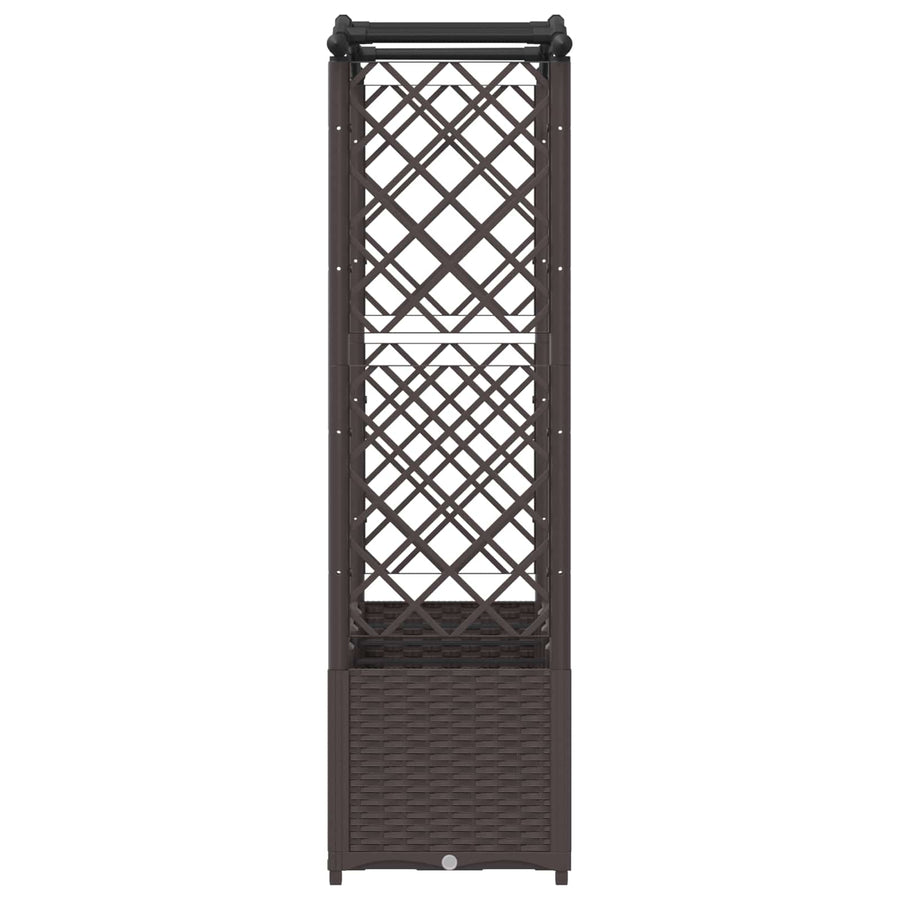Verhoogd Bed met Trellis en Dak Bruin 204 x 40 x 141 cm PP