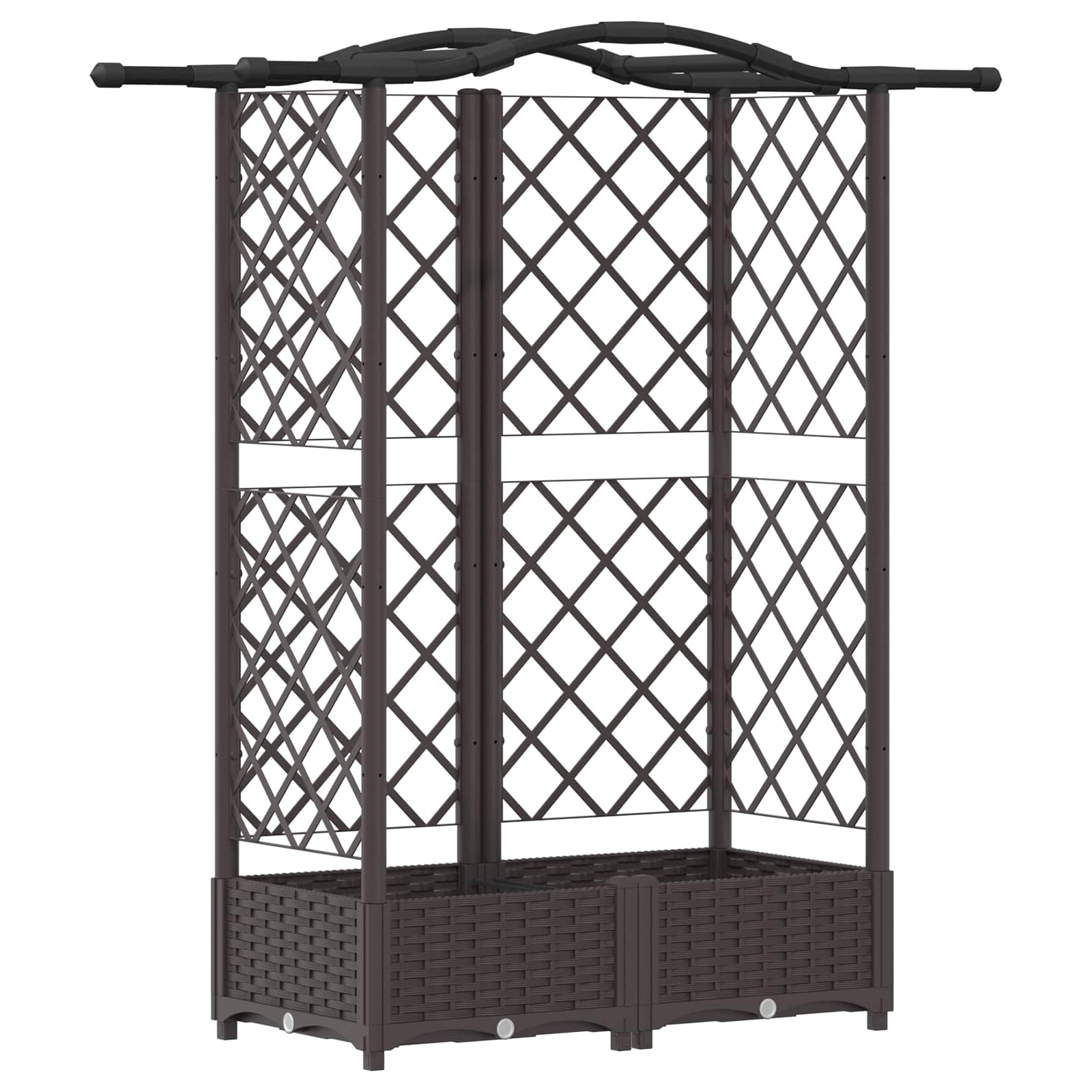 Verhoogd Bed met Trellis en Dak Bruin 124 x 40 x 126 cm PP