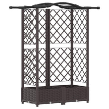 Verhoogd Bed met Trellis en Dak Bruin 124 x 40 x 126 cm PP