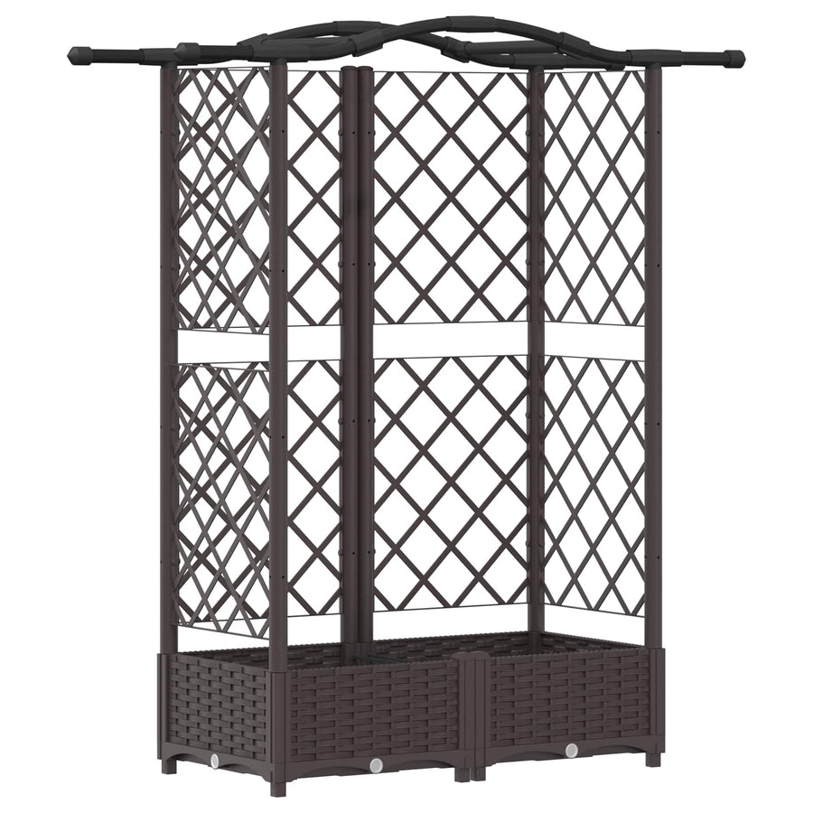 Verhoogd Bed met Trellis en Dak Bruin 124 x 40 x 126 cm PP