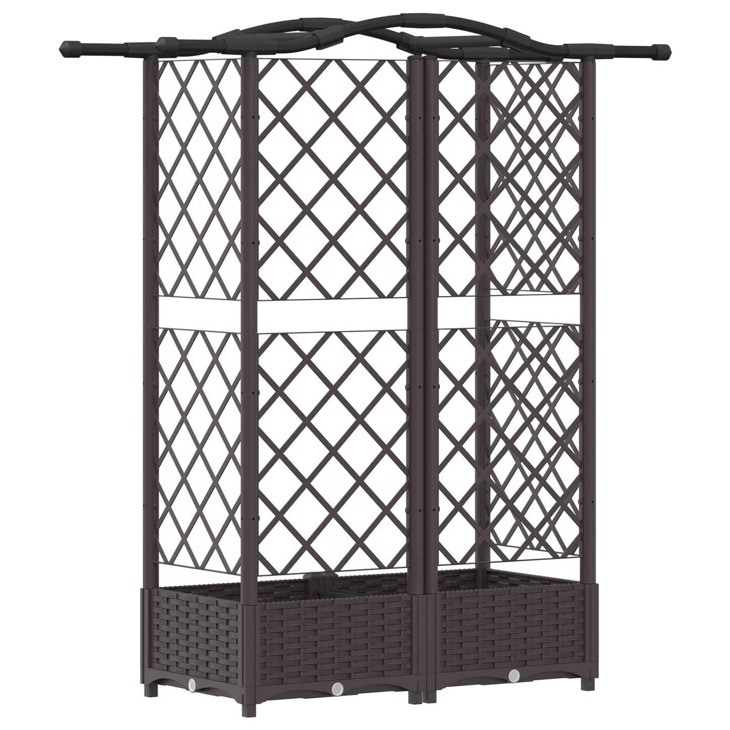 Verhoogd Bed met Trellis en Dak Bruin 124 x 40 x 126 cm PP