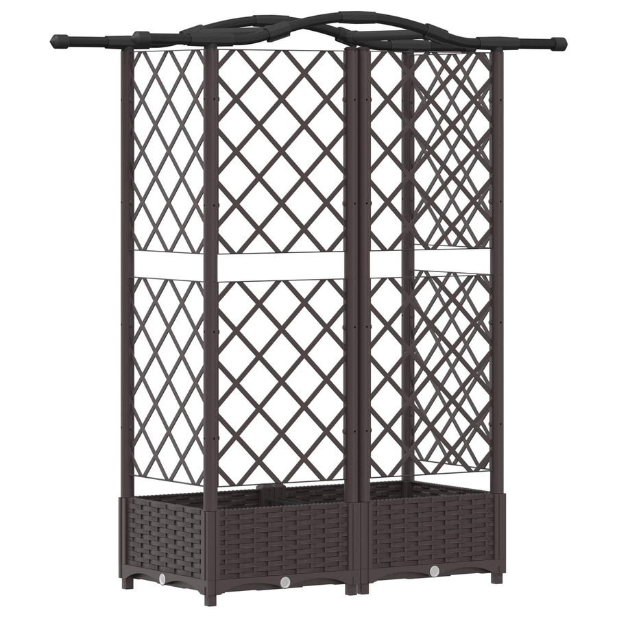 Verhoogd Bed met Trellis en Dak Bruin 124 x 40 x 126 cm PP