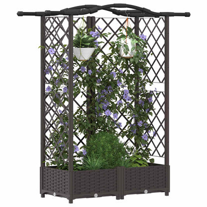 Verhoogd Bed met Trellis en Dak Bruin 124 x 40 x 126 cm PP
