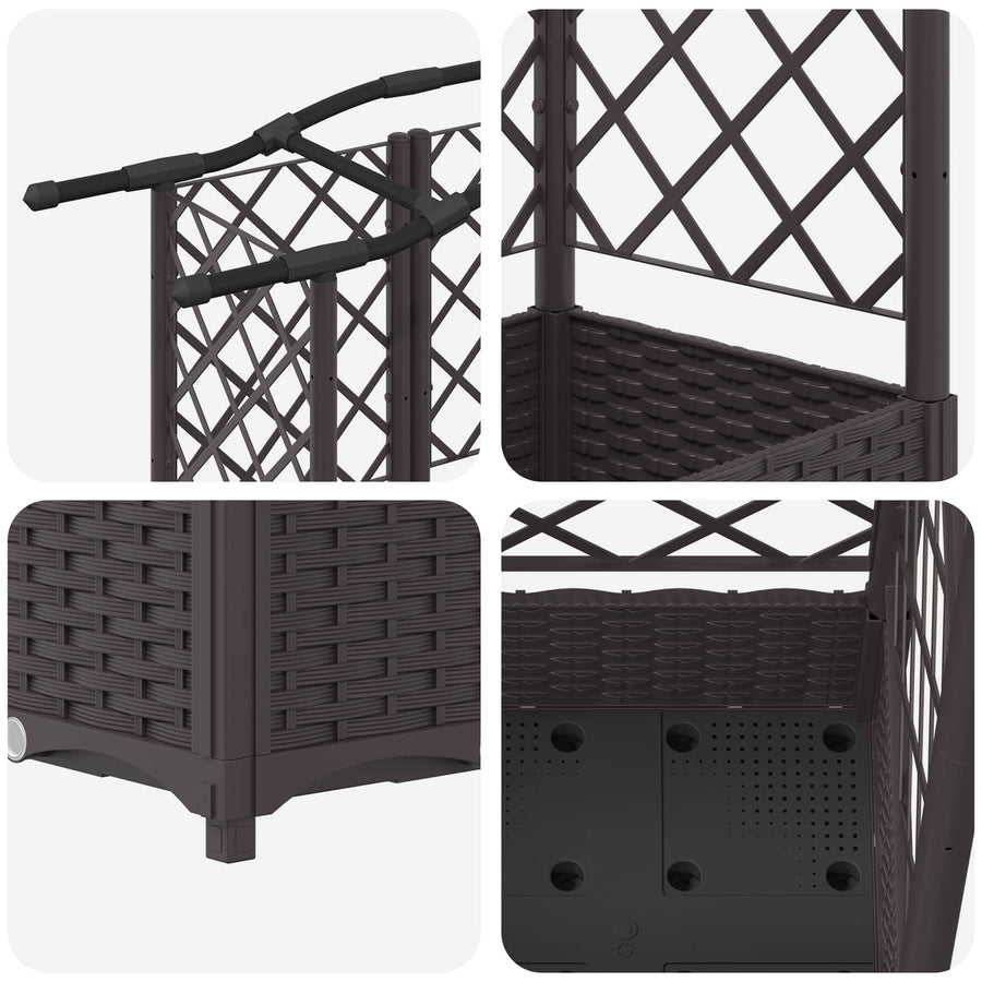 Verhoogd Bed met Trellis en Dak Bruin 163 x 40 x 126 cm PP