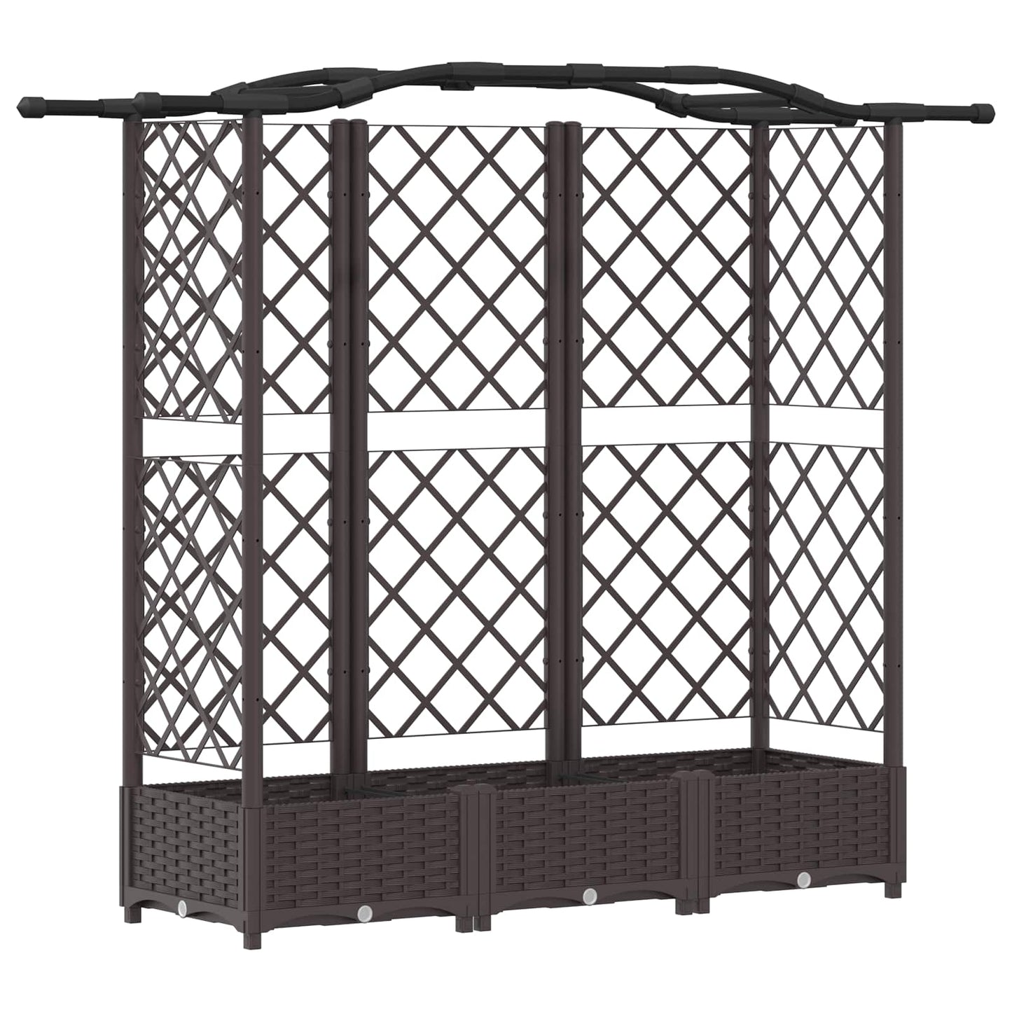 Verhoogd Bed met Trellis en Dak Bruin 163 x 40 x 126 cm PP
