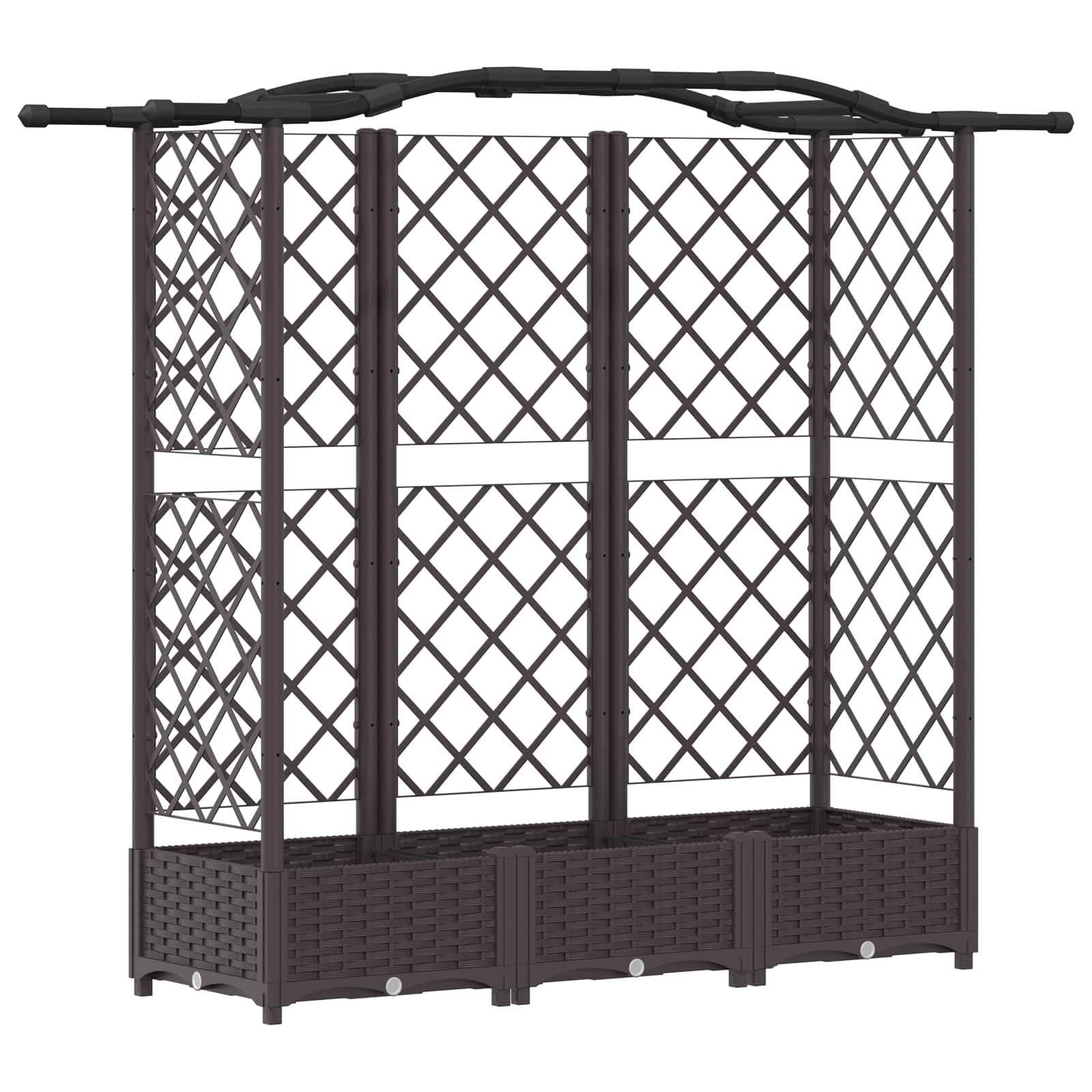 Verhoogd Bed met Trellis en Dak Bruin 163 x 40 x 126 cm PP