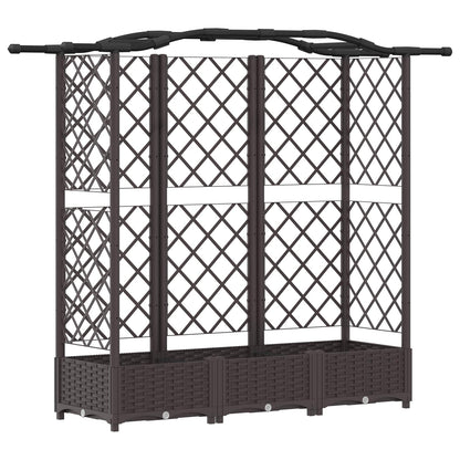Verhoogd Bed met Trellis en Dak Bruin 163 x 40 x 126 cm PP
