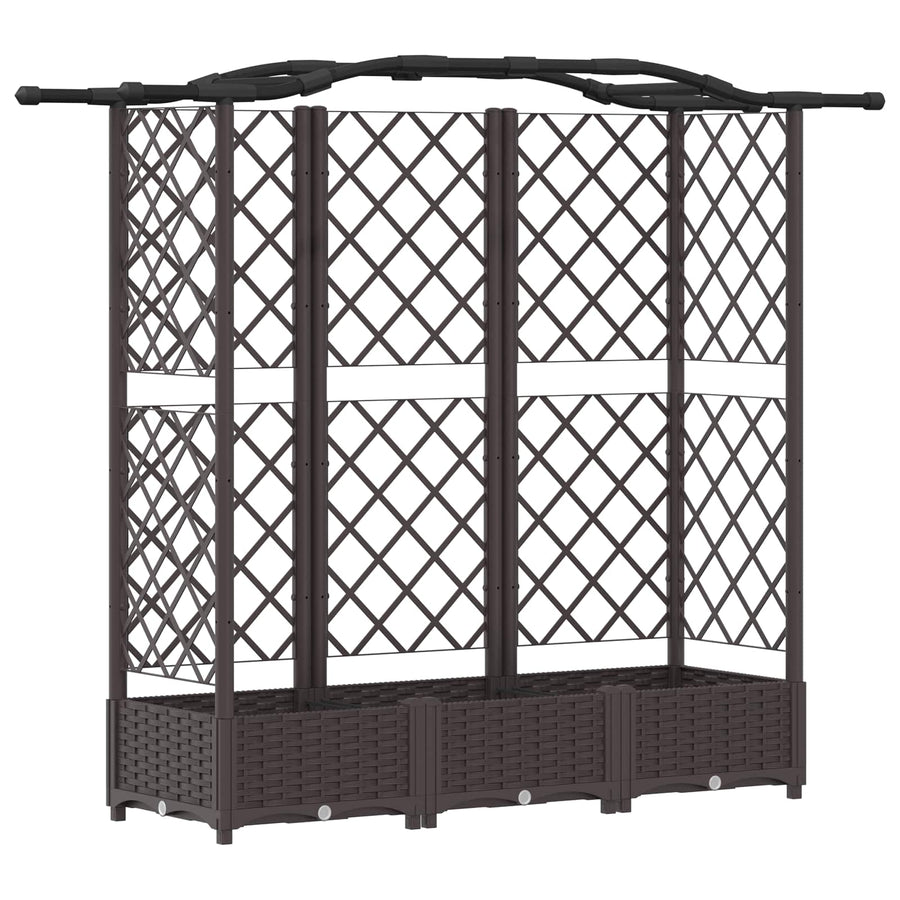 Verhoogd Bed met Trellis en Dak Bruin 163 x 40 x 126 cm PP