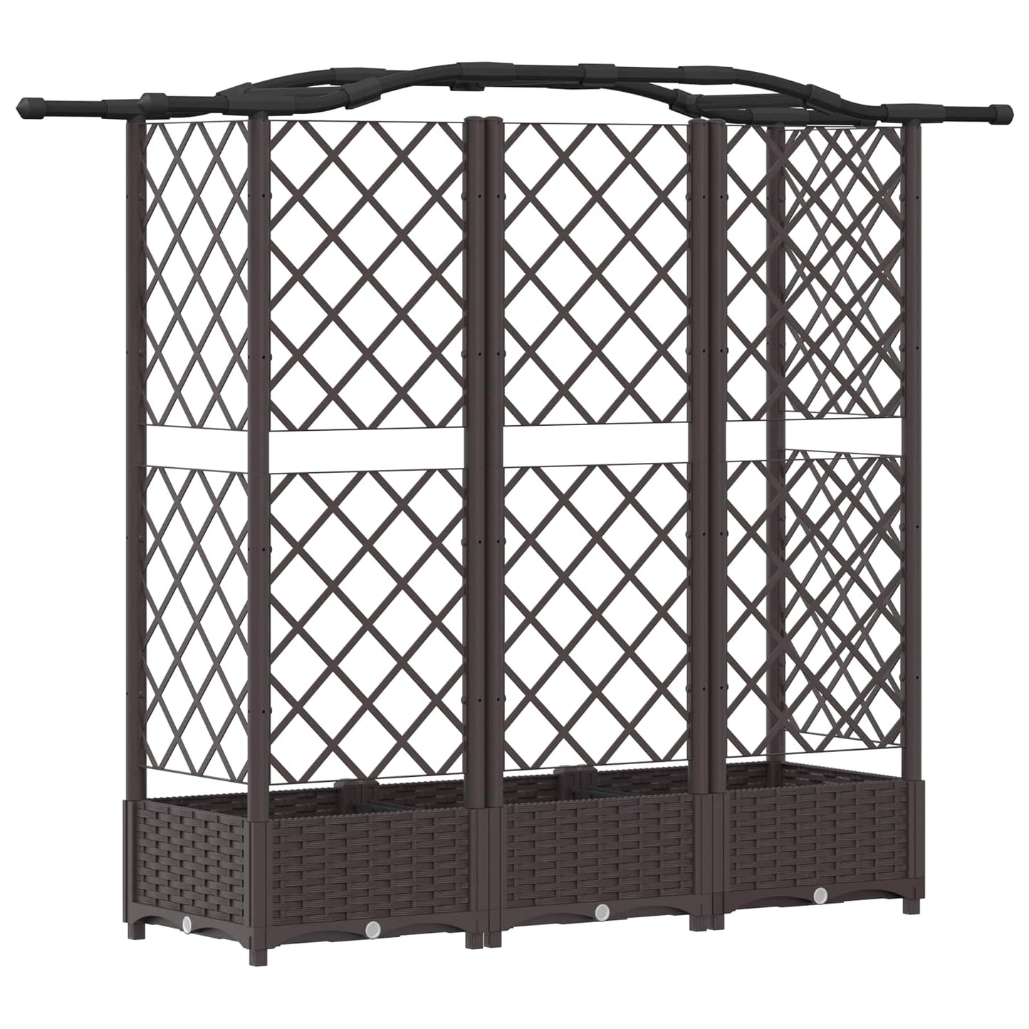 Verhoogd Bed met Trellis en Dak Bruin 163 x 40 x 126 cm PP