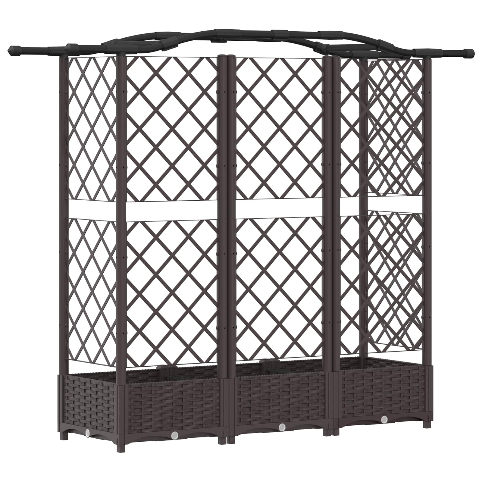 Verhoogd Bed met Trellis en Dak Bruin 163 x 40 x 126 cm PP