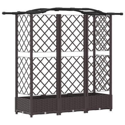 Verhoogd Bed met Trellis en Dak Bruin 163 x 40 x 126 cm PP