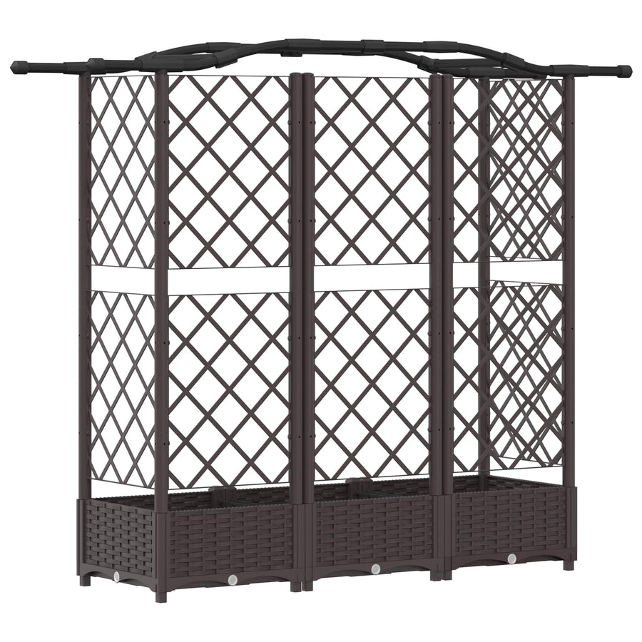 Verhoogd Bed met Trellis en Dak Bruin 163 x 40 x 126 cm PP
