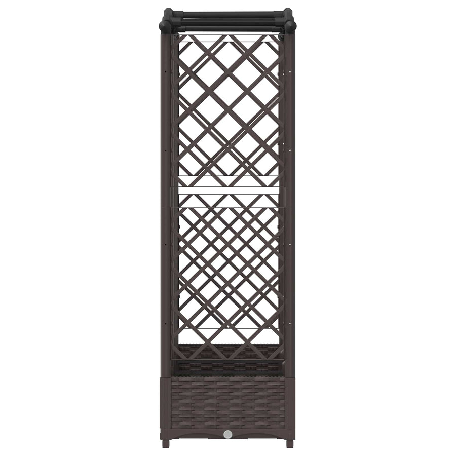 Verhoogd Bed met Trellis en Dak Bruin 163 x 40 x 126 cm PP