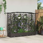 Raised Garden Bed with Trellis and Roof Brown 203.5 x 40 x 125 cm PP