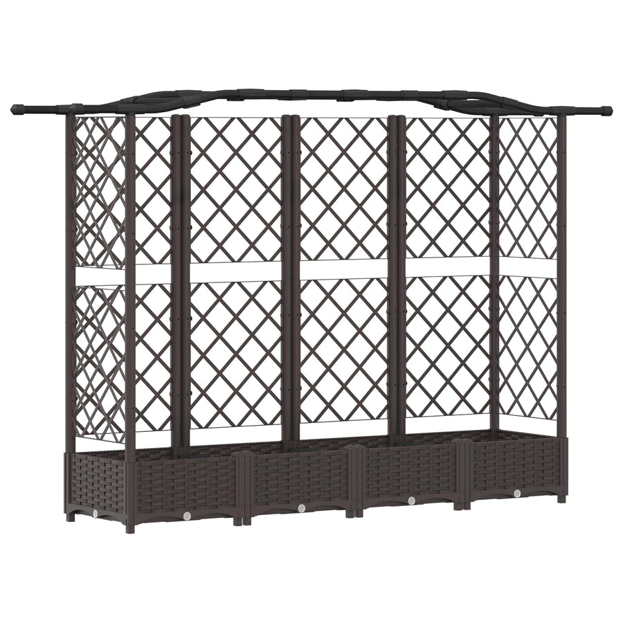 Verhoogd Bed met Trellis en Dak Bruin 203,5 x 40 x 125 cm PP