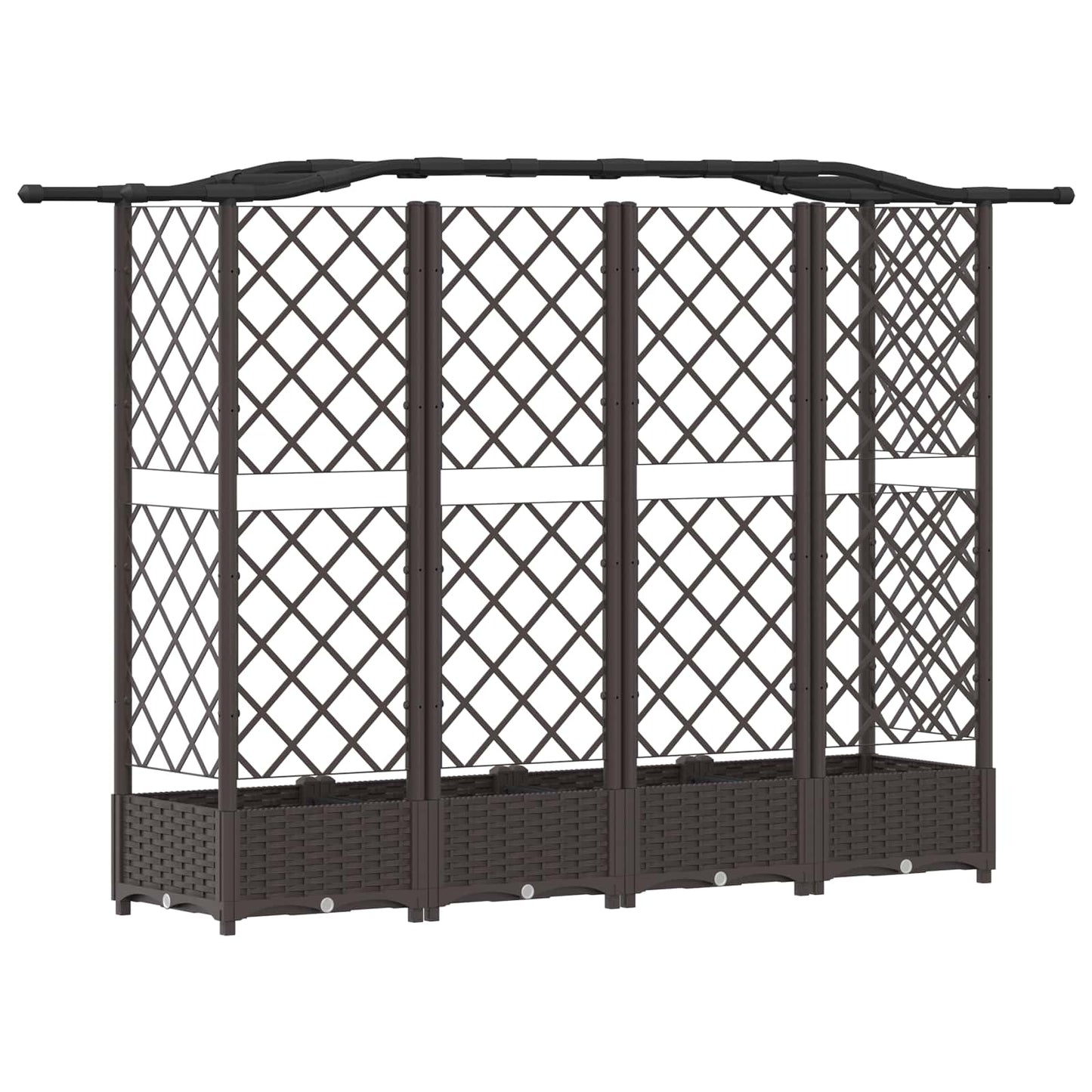 Verhoogd Bed met Trellis en Dak Bruin 203,5 x 40 x 125 cm PP