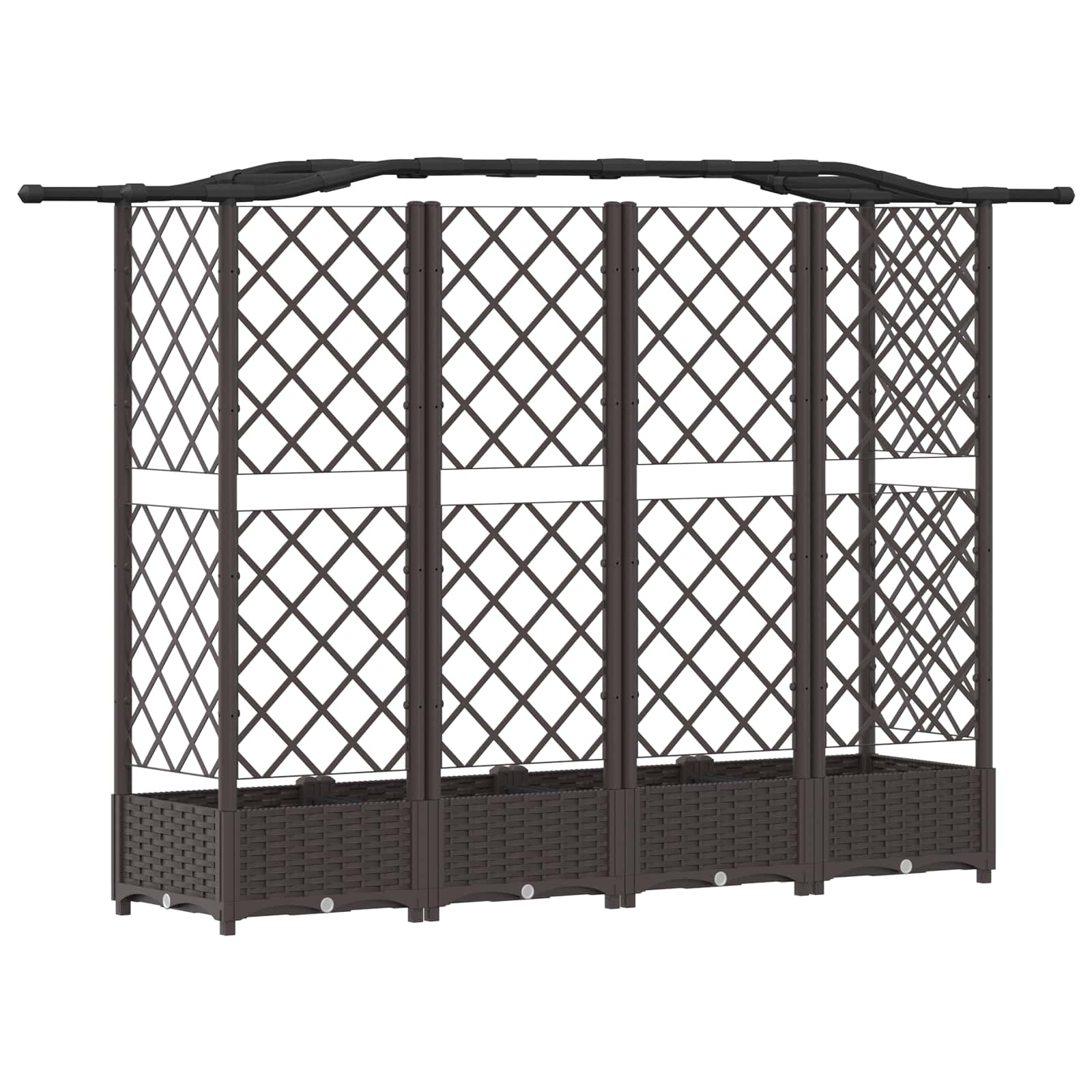 Verhoogd Bed met Trellis en Dak Bruin 203,5 x 40 x 125 cm PP