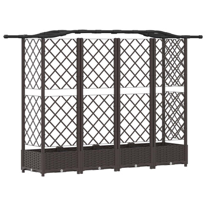 Verhoogd Bed met Trellis en Dak Bruin 203,5 x 40 x 125 cm PP