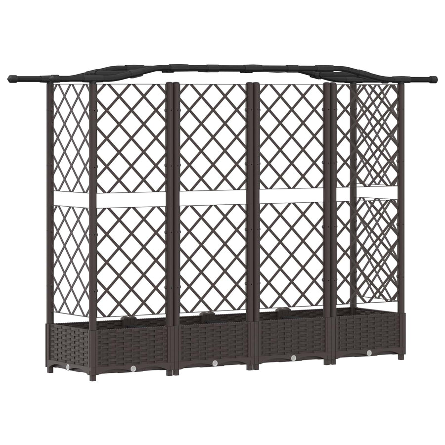 Verhoogd Bed met Trellis en Dak Bruin 203,5 x 40 x 125 cm PP