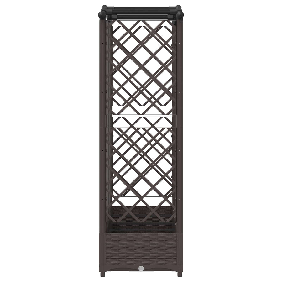Verhoogd Bed met Trellis en Dak Bruin 203,5 x 40 x 125 cm PP